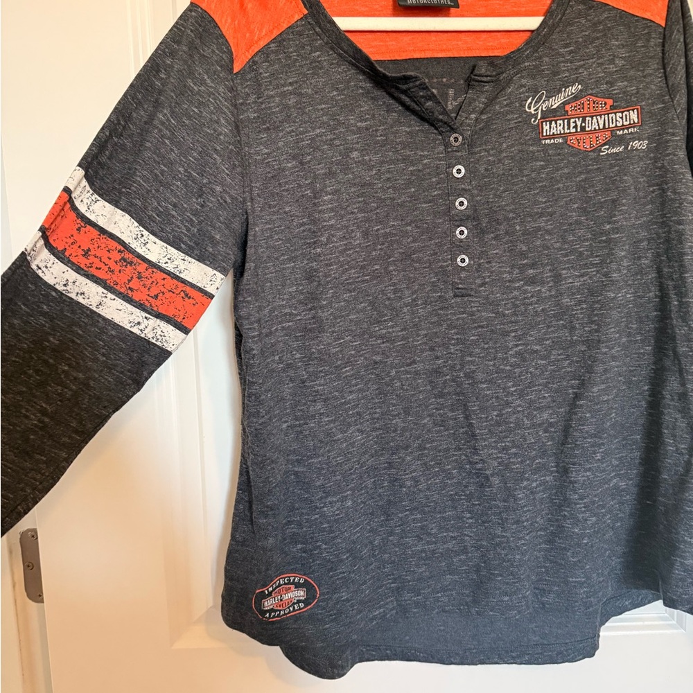 Harley-Davidson Charcoal and Orange Long Sleeve Tee